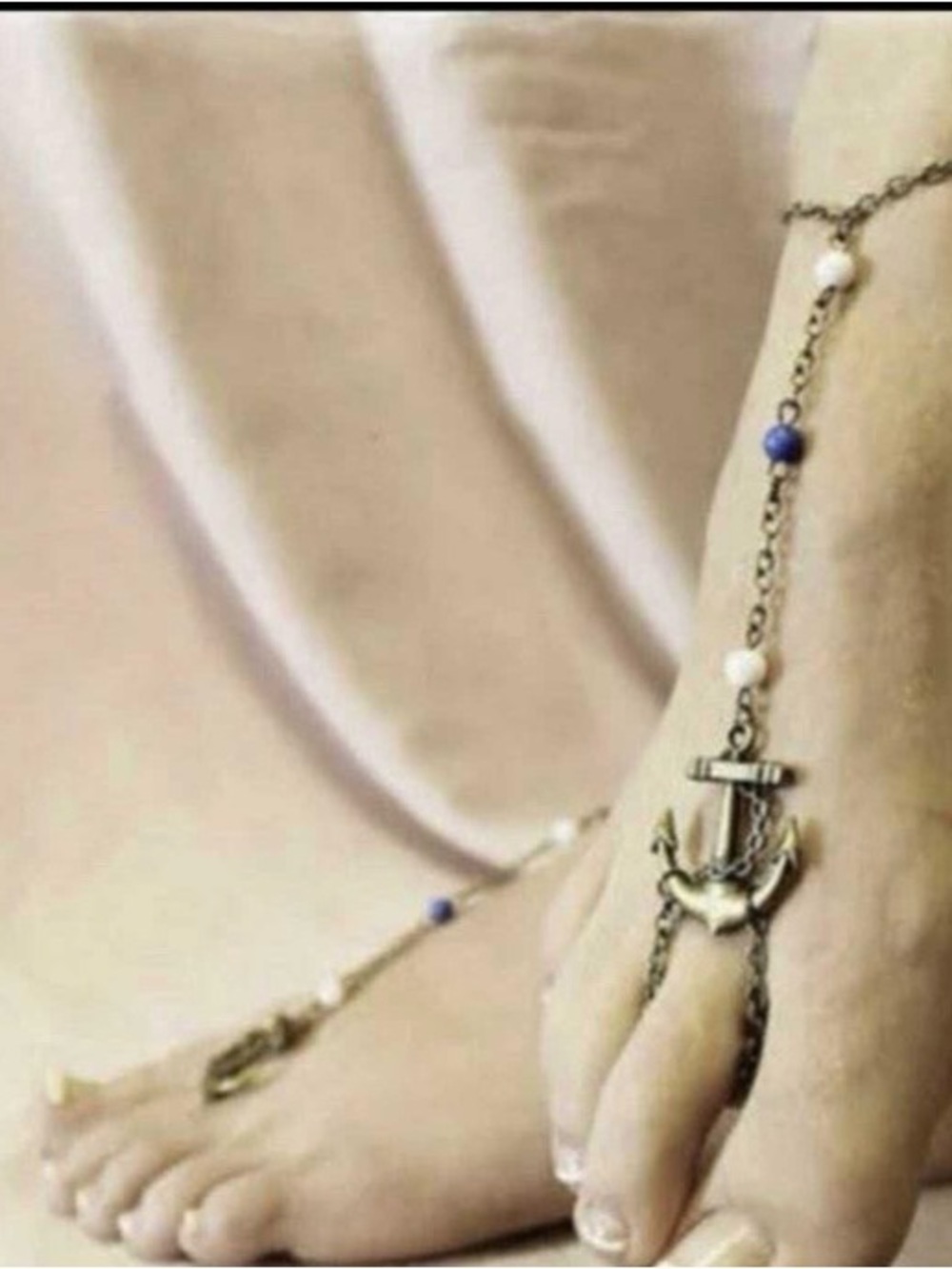BUNDLE ITEM - 2 QTY NWOT Anchor Charm Barefoot Sandal in Blue and White